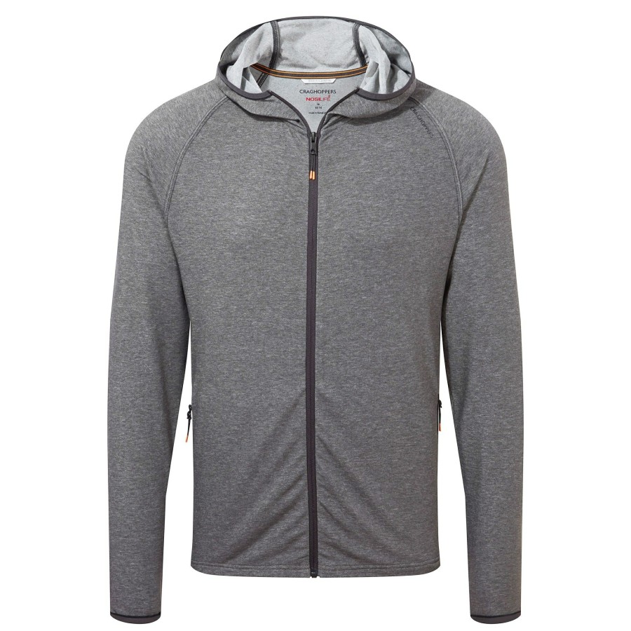 Mens Craghoppers Long Sleeve | Men'S Nosilife Nepos Hooded Jacket - Black Pepper Marl