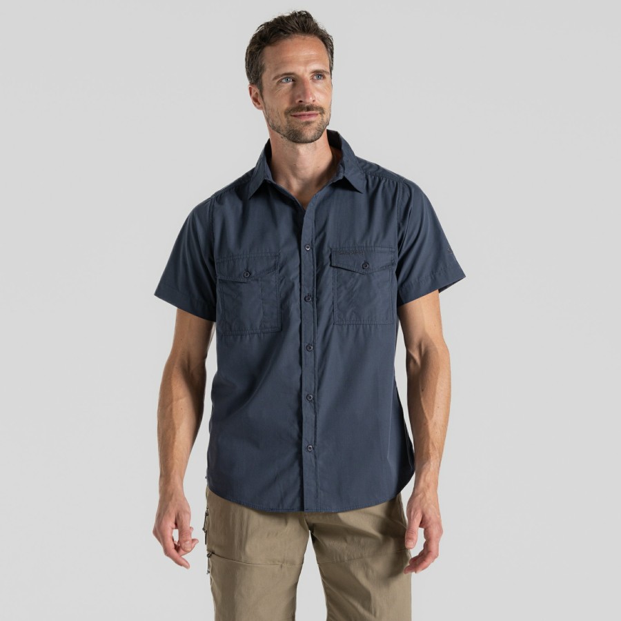 Mens Craghoppers Short Sleeve | Men'S Kiwi Short Sleeved Shirt - Ombre Blue