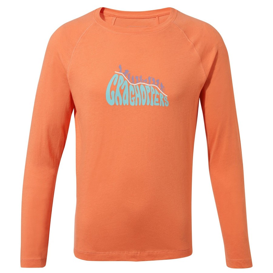 Kids Craghoppers Long Sleeve | Kid'S Bates Long Sleeved T-Shirt - Fusion Coral Bubble