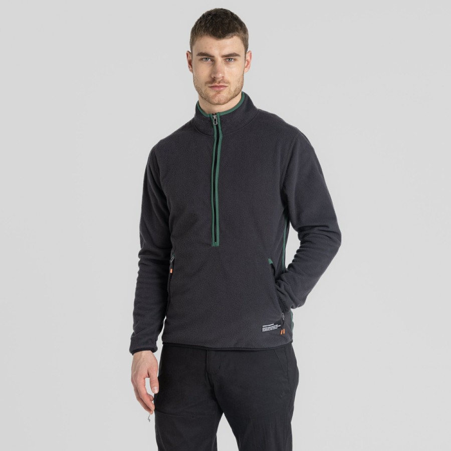 Mens Craghoppers Half Zip Fleece | Men'S Co2 Renu Half Zip Fleece - Black Pepper