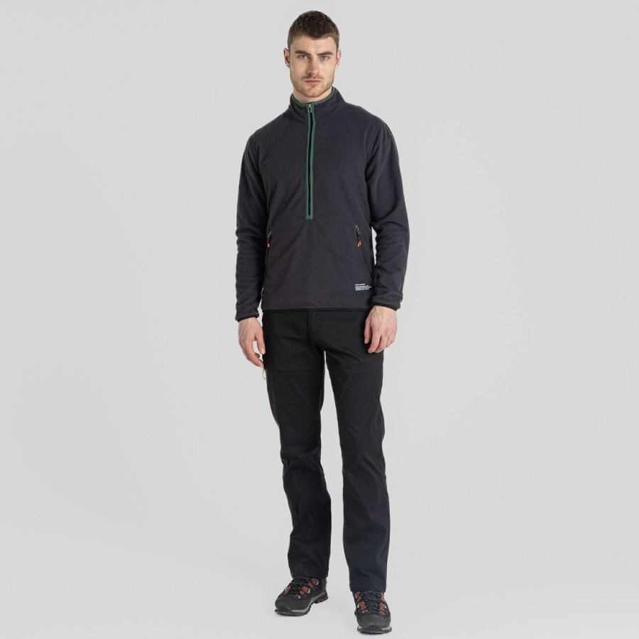 Mens Craghoppers Half Zip Fleece | Men'S Co2 Renu Half Zip Fleece - Black Pepper