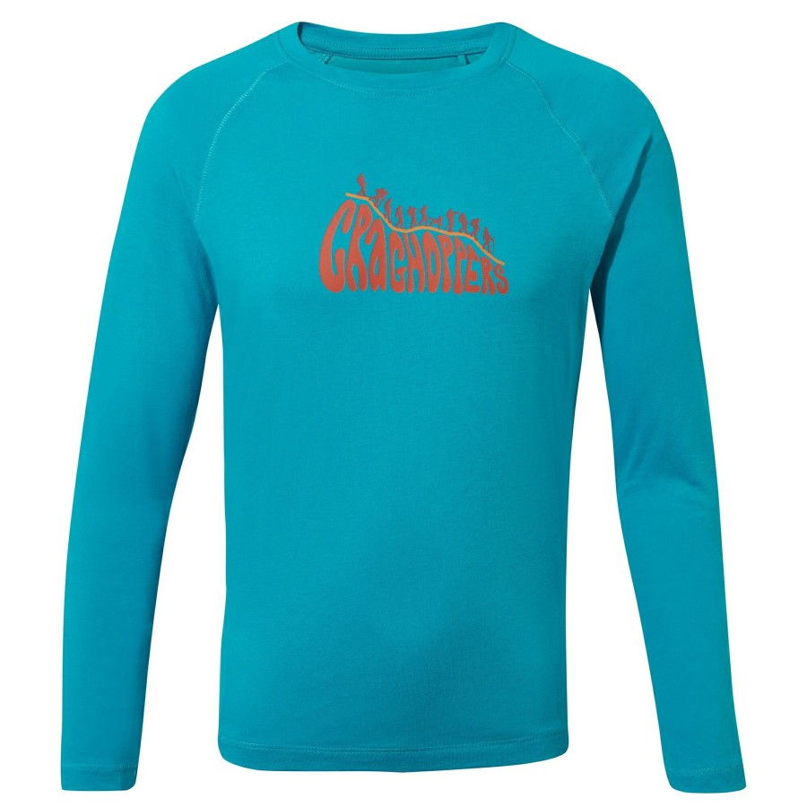 Kids Craghoppers Long Sleeve | Kid'S Bates Long Sleeved T-Shirt - Scuba Blue Bubble