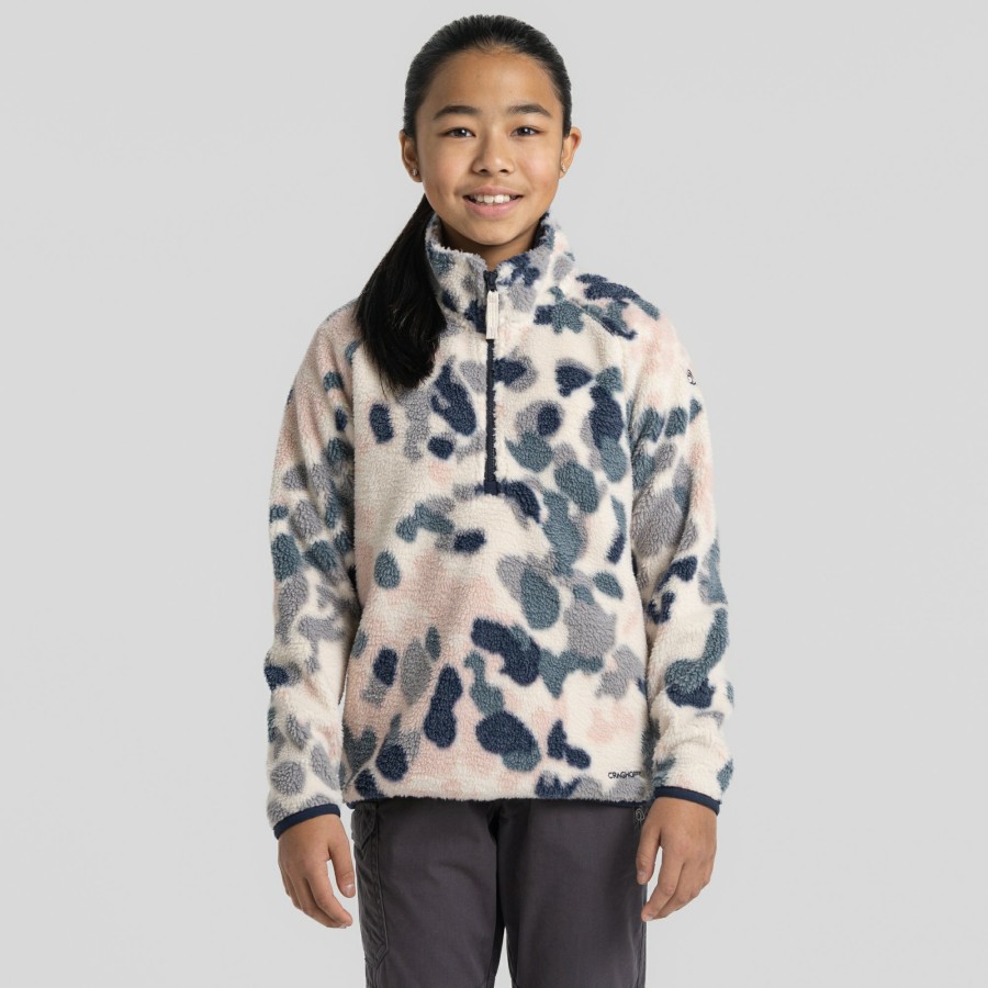 Kids Craghoppers Half Zip Fleece | Kid'S Mellows Half Zip - Blue Navy Print