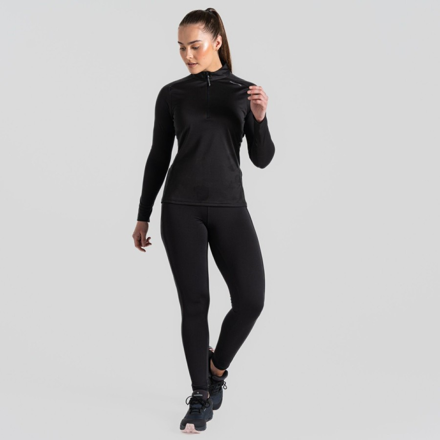 Womens Craghoppers Long Sleeve | Women'S Dynamic Pro Half Zip T-Shirt - Black