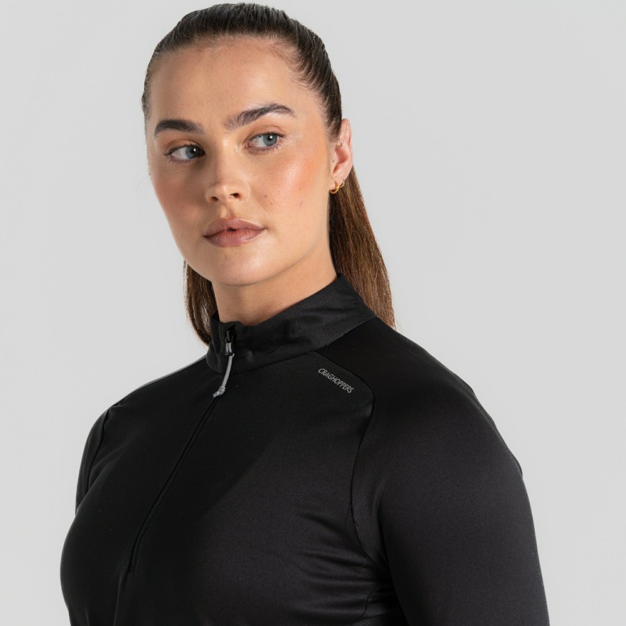 Womens Craghoppers Long Sleeve | Women'S Dynamic Pro Half Zip T-Shirt - Black