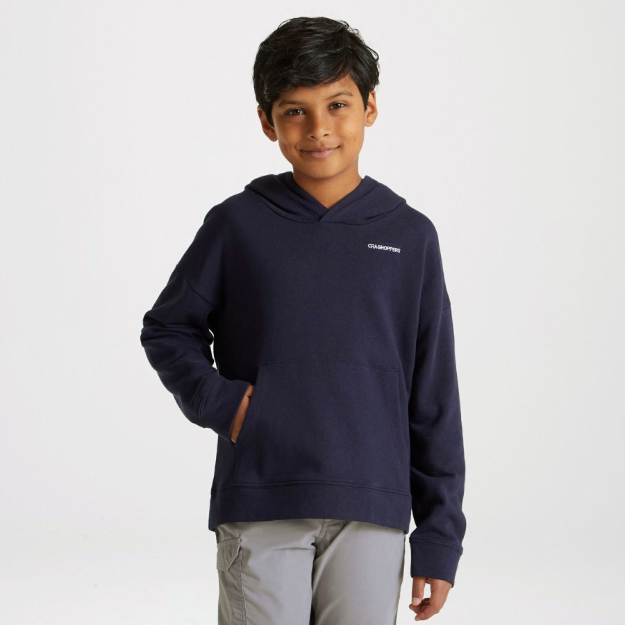 Kids Craghoppers Long Sleeve | Nosibotanical Madray Hooded Top - Blue Navy