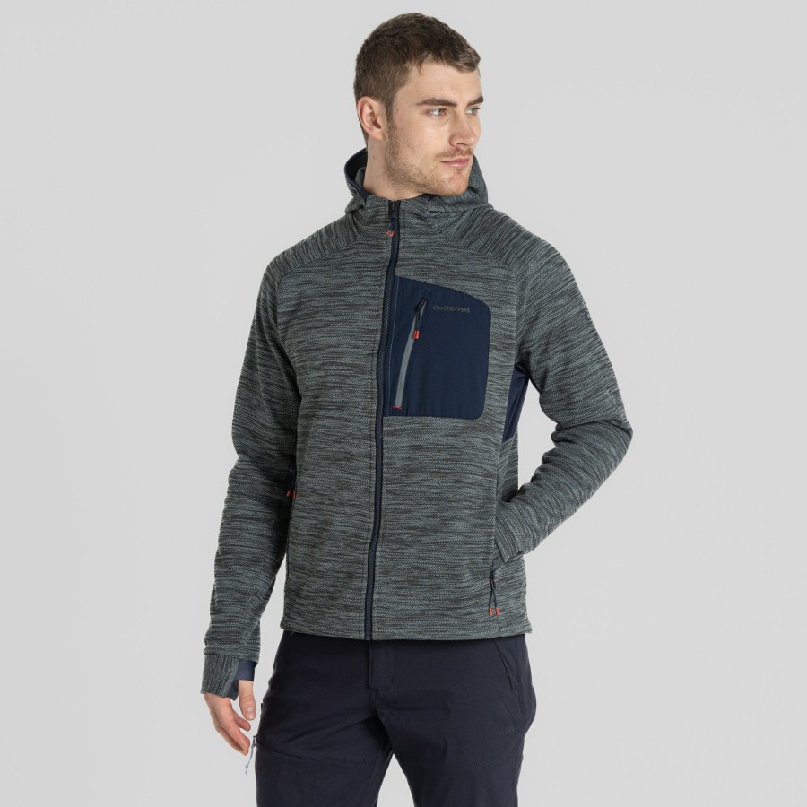 Mens Craghoppers Full Zip Fleece | Men'S Tarbert Hooded Jacket - Balsam Green Marl