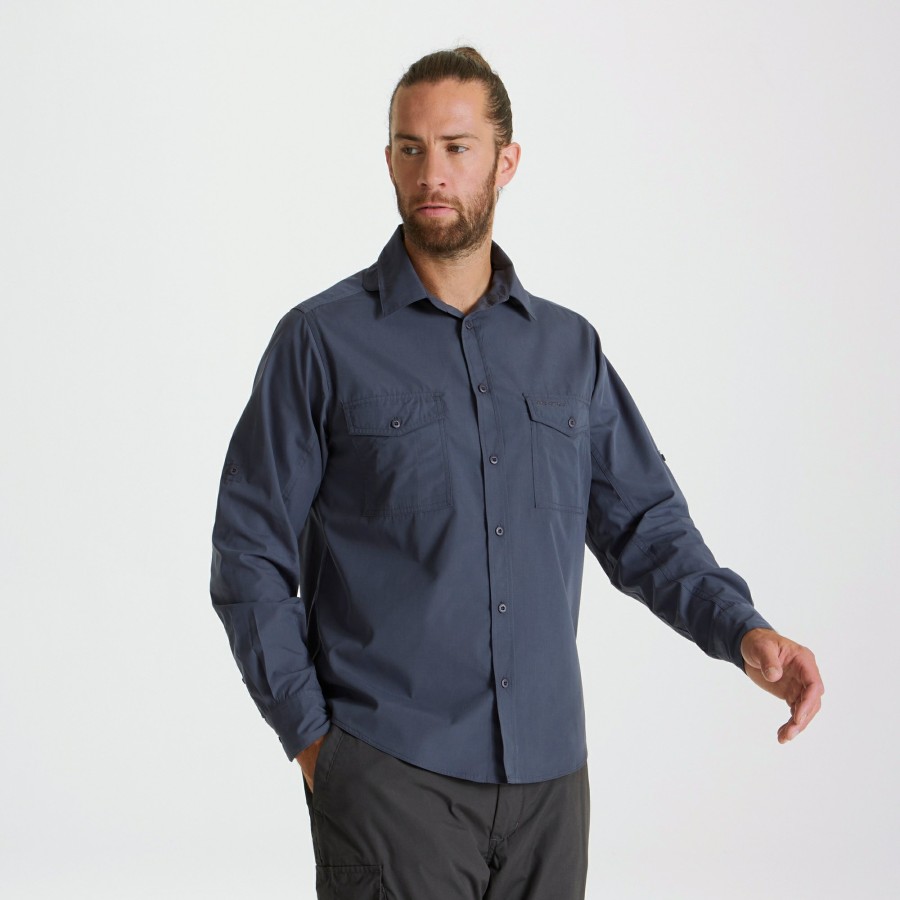 Mens Craghoppers Long Sleeve | Men'S Kiwi Long Sleeved Shirt - Ombre Blue