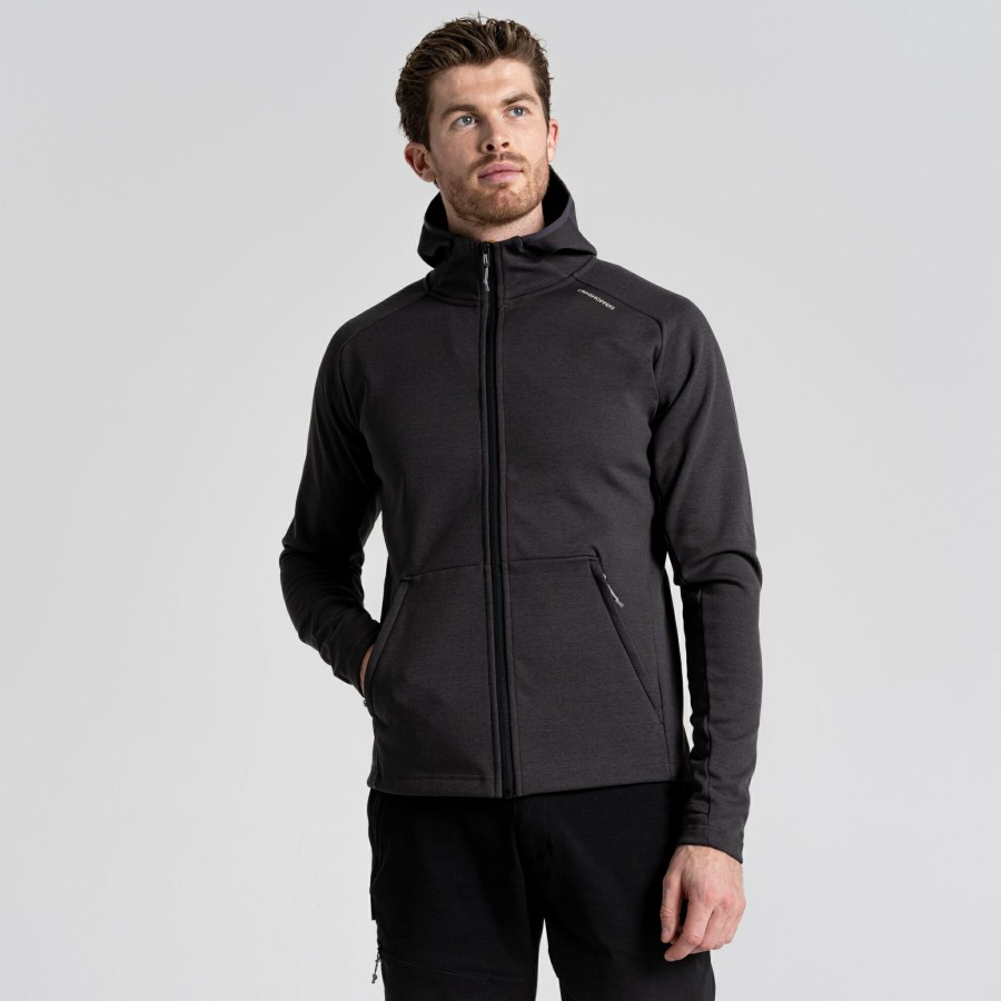 Mens Craghoppers Full Zip Fleece | Men'S Dynamic Pro Hooded Jacket - Black Pepper Marl