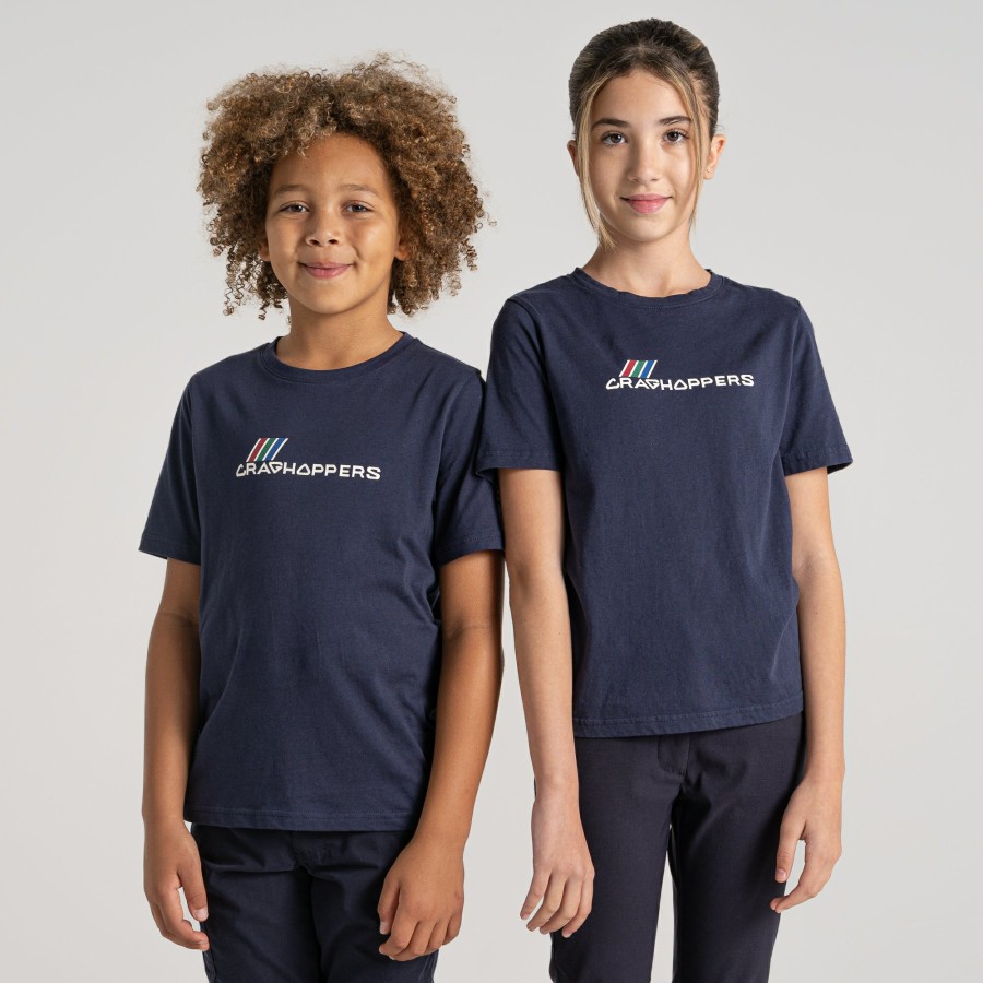 Kids Craghoppers Long Sleeve | Kid'S Ellis Short Sleeved T-Shirt - Blue Navy Brand Carrier