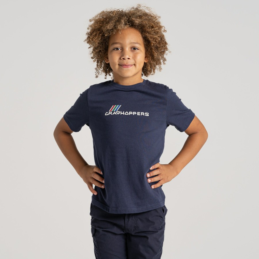 Kids Craghoppers Long Sleeve | Kid'S Ellis Short Sleeved T-Shirt - Blue Navy Brand Carrier