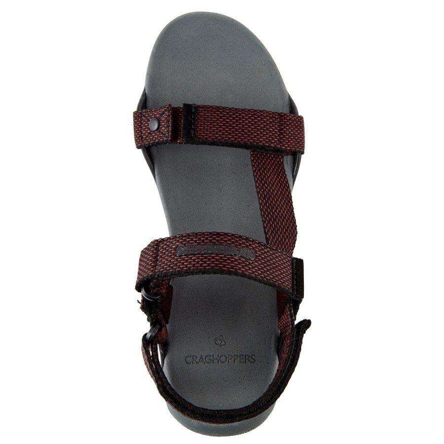 Mens Craghoppers Walking Shoes | Men'S Locke Sandals - Dark Grey / Pompeian Red