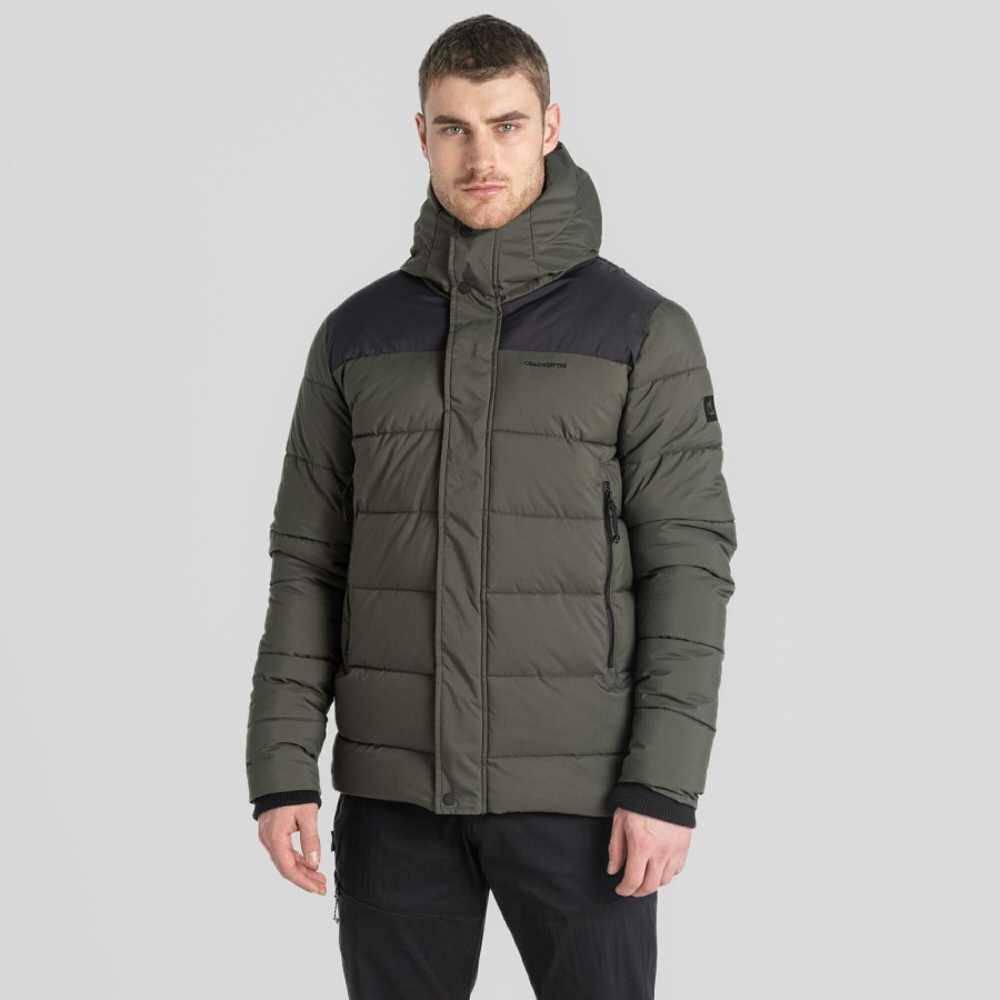 Mens Craghoppers Insulated Jackets | Men'S Sutherland Insulated Hooded Jacket - Woodland Green / Black