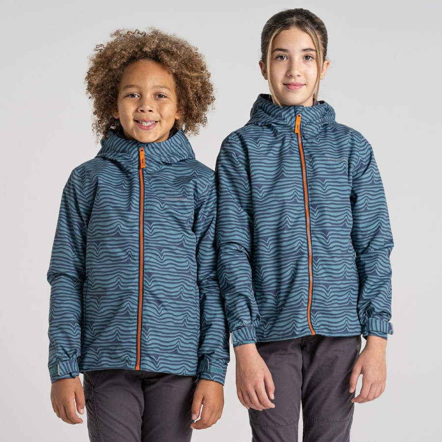 Kids Craghoppers Waterproof Jackets | Kid'S Rowan Waterproof Jacket - Washed Teal Print