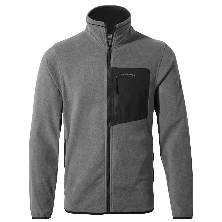 Mens Craghoppers Full Zip Fleece | Men'S Corey Plus Full Zip Fleece - Black Peppermarl