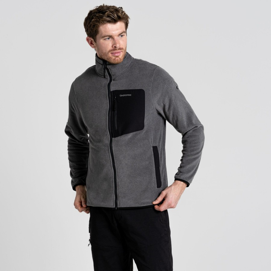 Mens Craghoppers Full Zip Fleece | Men'S Corey Plus Full Zip Fleece - Black Peppermarl