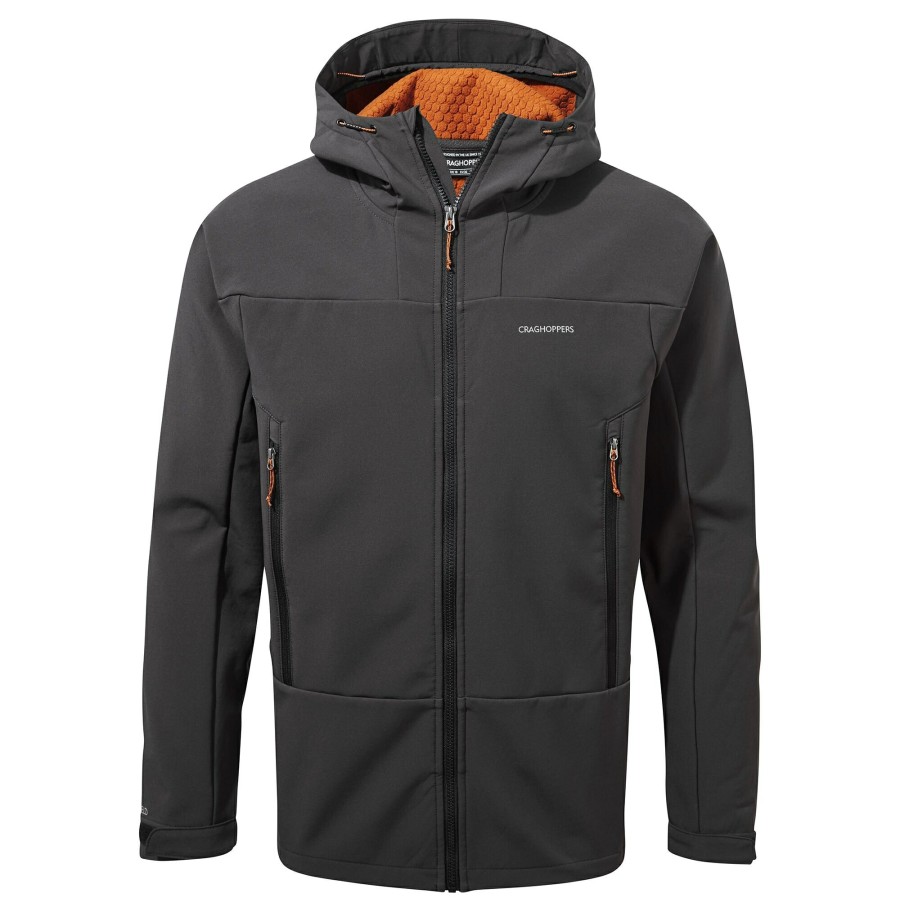 Mens Craghoppers Softshell Jackets | Men'S Tripp Hooded Jacket - Black Pepper / Potters Clay