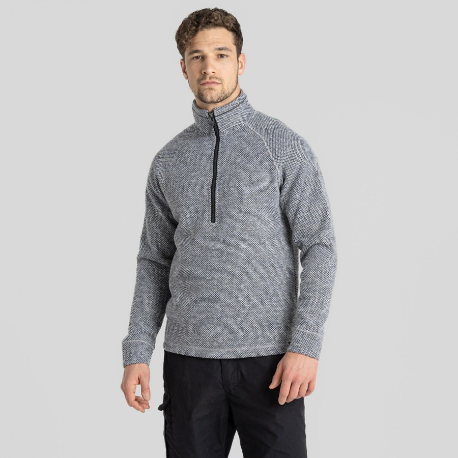 Mens Craghoppers Half Zip Fleece | Men'S Rubeus Half Zip Fleece - Soft Grey Marl / Black Pepper