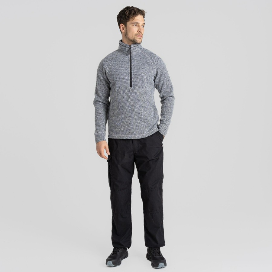 Mens Craghoppers Half Zip Fleece | Men'S Rubeus Half Zip Fleece - Soft Grey Marl / Black Pepper