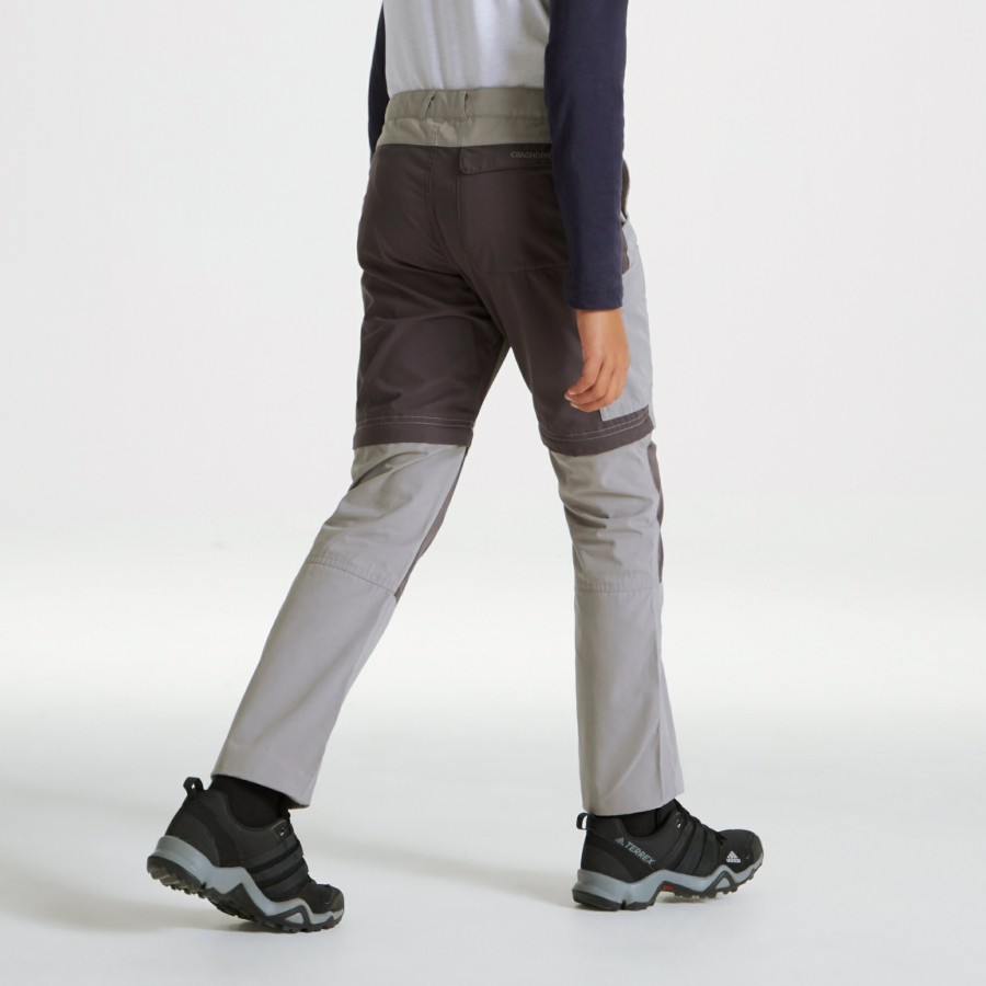 Kids Craghoppers Zip Off Trousers | Kid'S Kiwi Cargo Convertible Trousers - Cement