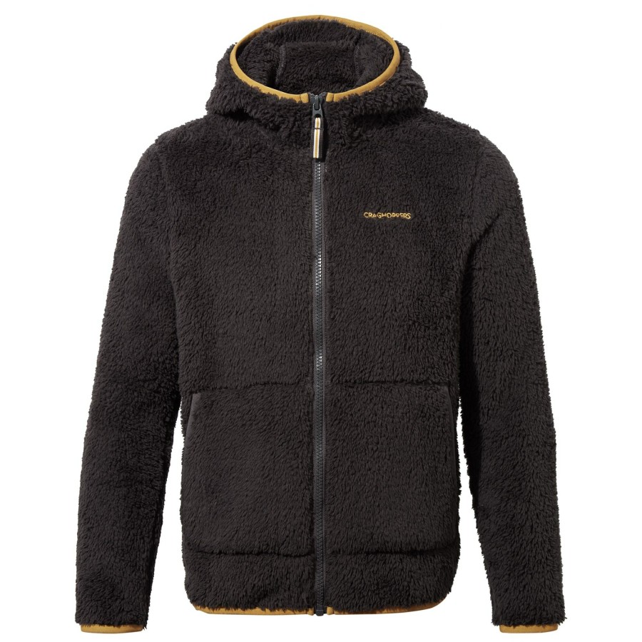 Kids Craghoppers Full Zip Fleece | Kid'S Angda Hooded Fleece Jacket - Black Pepper