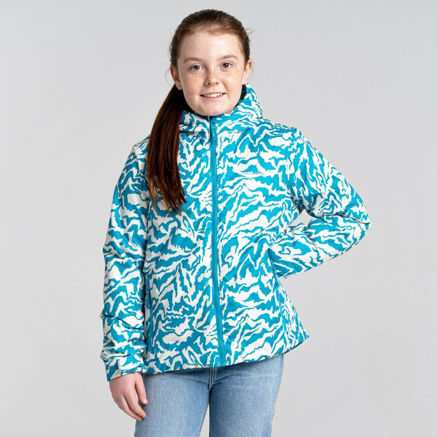 Kids Craghoppers Insulated Jackets | Kid'S Aminda Insulated Jacket- Scuba Blue Print