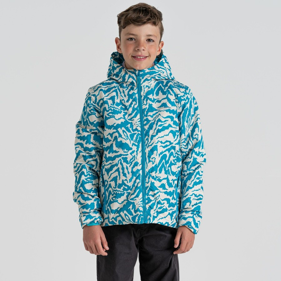 Kids Craghoppers Insulated Jackets | Kid'S Aminda Insulated Jacket- Scuba Blue Print