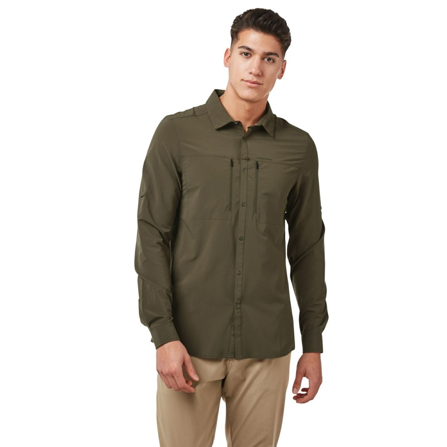 Mens Craghoppers Long Sleeve | Men'S Nosilife Pro Iv Long Sleeved Shirt - Woodland Green