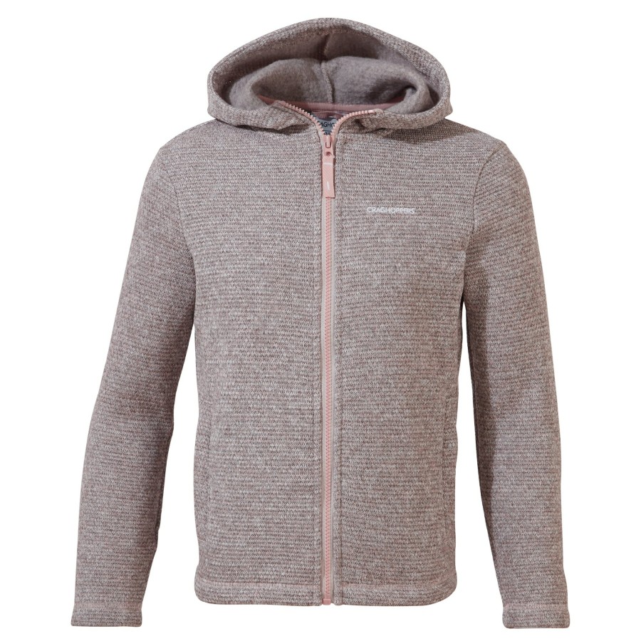 Kids Craghoppers Full Zip Fleece | Kids' Shiloh Hooded Fleece Jacket - Pink Clay Marl