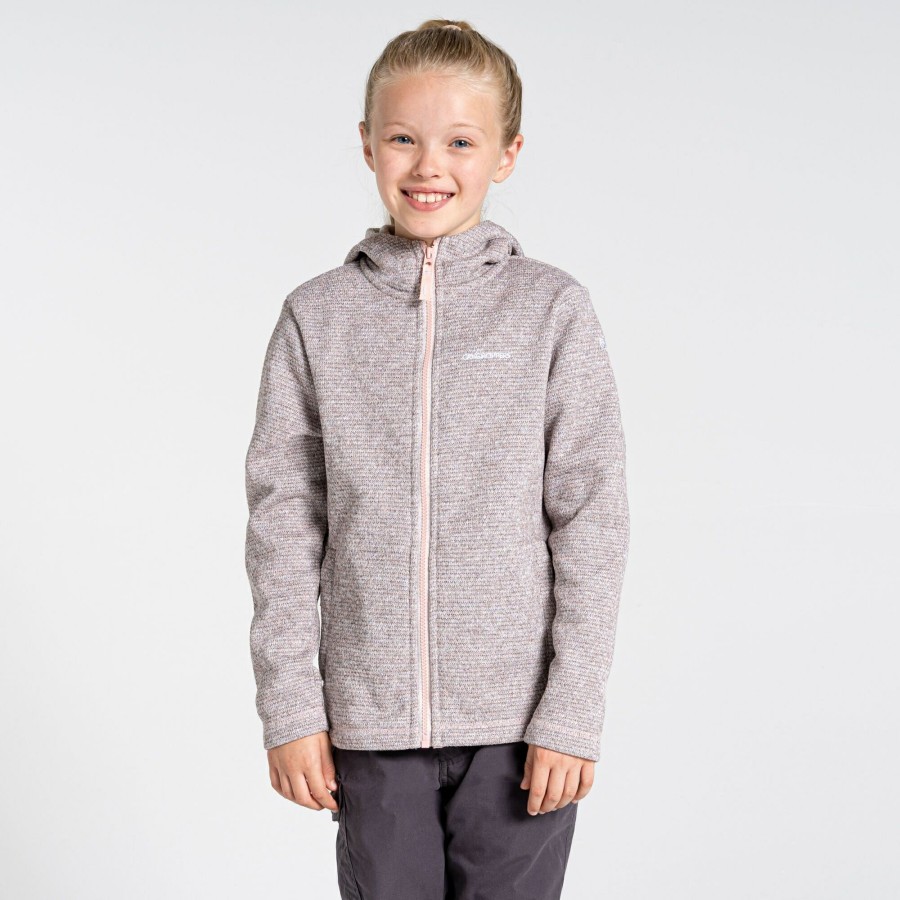 Kids Craghoppers Full Zip Fleece | Kids' Shiloh Hooded Fleece Jacket - Pink Clay Marl