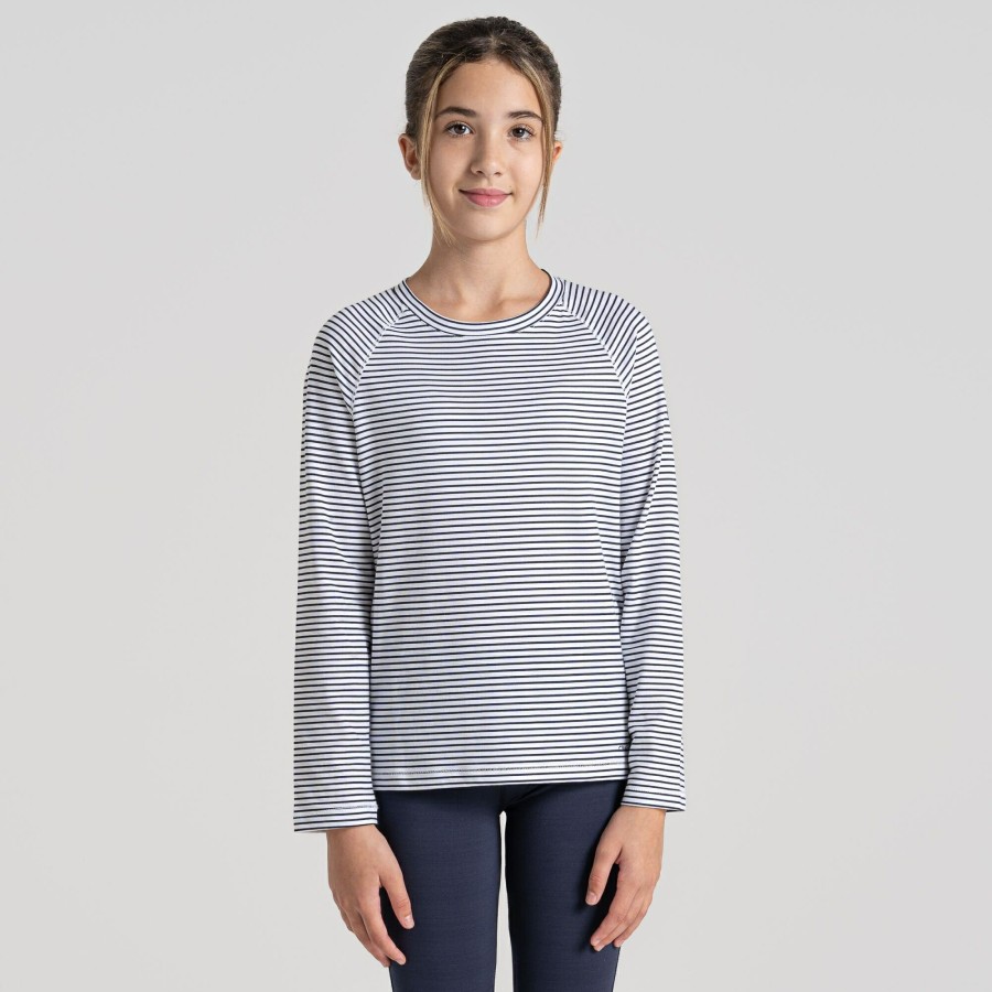 Kids Craghoppers Long Sleeve | Kid'S Nosilife Paola Long Sleeved T-Shirt - Blue Navy Stripe