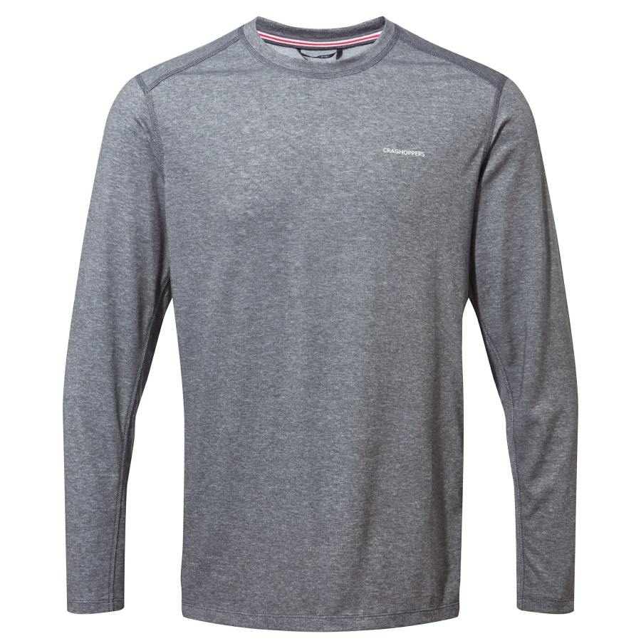 Mens Craghoppers Long Sleeve | Men'S Nosilife Talen Long Sleeved T-Shirt - Black Pepper Marl