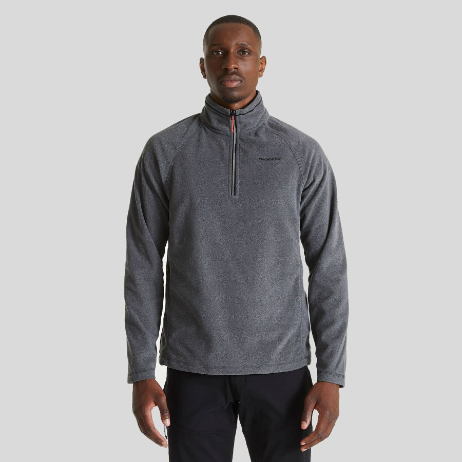 Mens Craghoppers Half Zip Fleece | Men'S Corey Half Zip Fleece - Black Pepper Marl