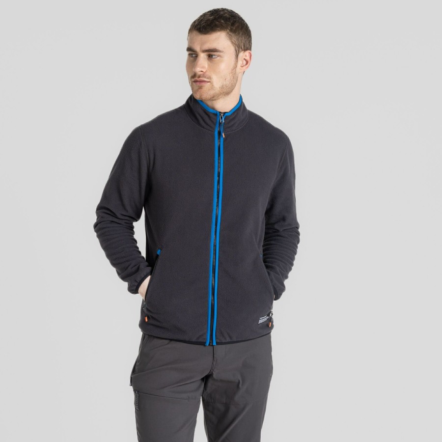 Mens Craghoppers Full Zip Fleece | Men'S Co2 Renu Full Zip Fleece - Black Pepper