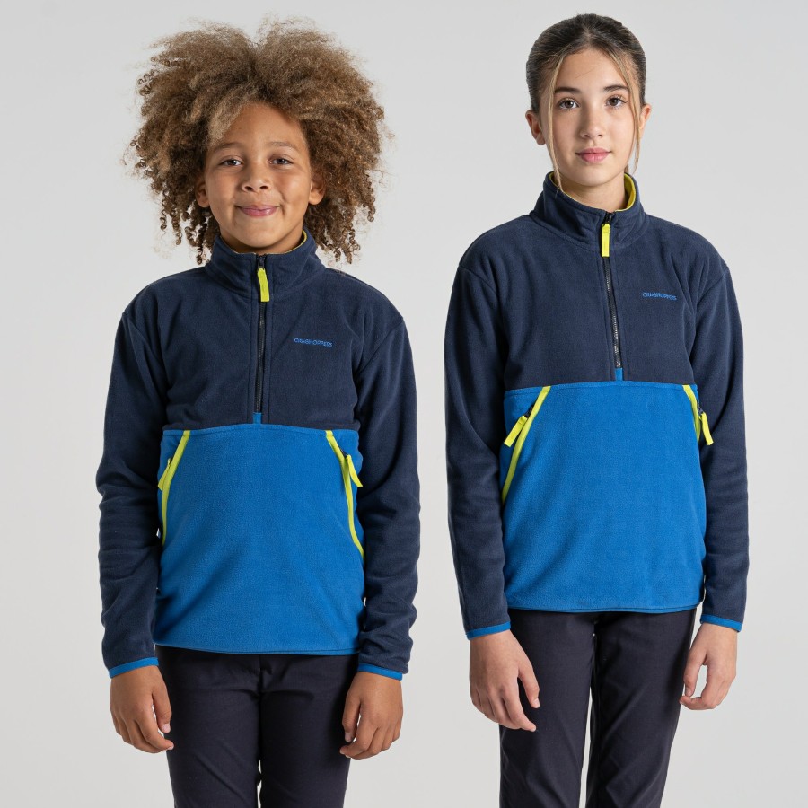 Kids Craghoppers Half Zip Fleece | Kid'S Valo Half Zip Fleece - Blue Navy / Bolt Blue