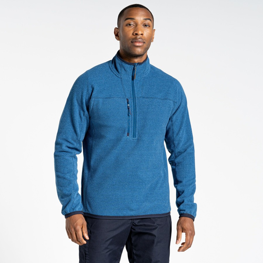 Mens Craghoppers Half Zip Fleece | Expert Active Half Zip Fleece - Poseidon Blue Marl