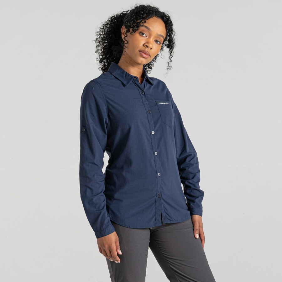 Womens Craghoppers Long Sleeve | Women'S Nosilife Bardo Long Sleeved Shirt - Blue Navy