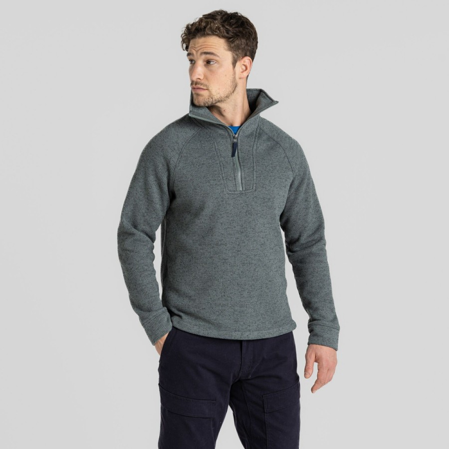 Mens Craghoppers Half Zip Fleece | Men'S Wole Half Zip Fleece - Balsam Green Marl