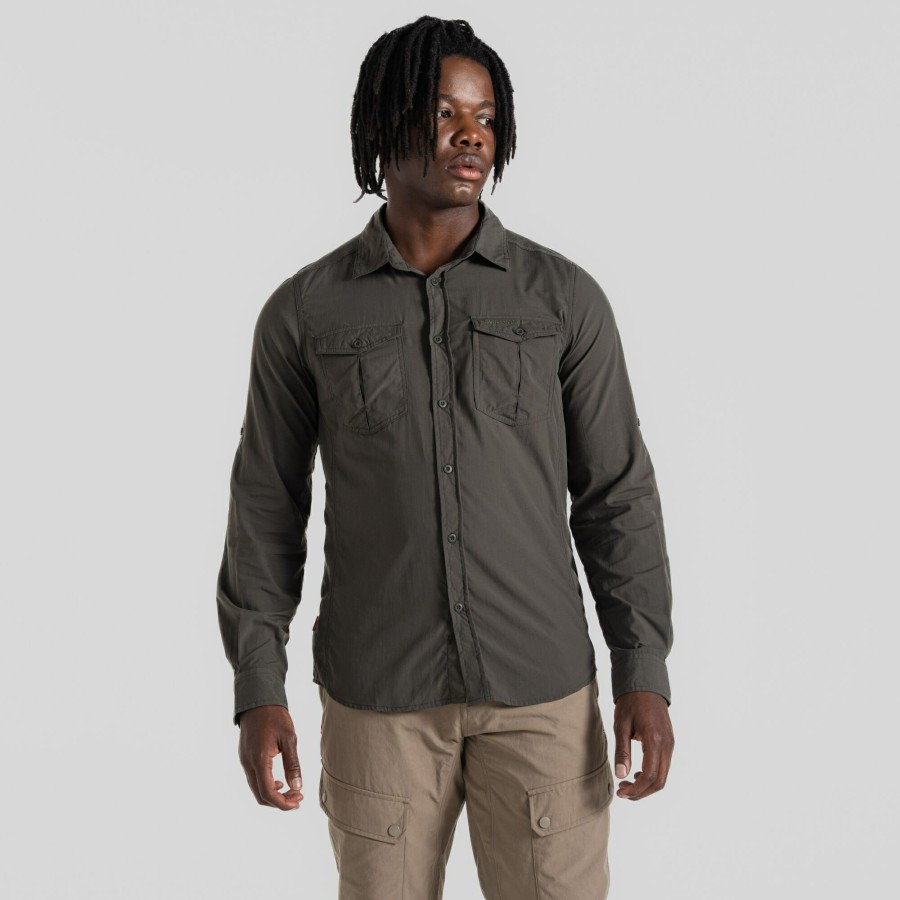 Mens Craghoppers Long Sleeve | Men'S Nosilife Eiger Long Sleeved Shirt - Woodland Green