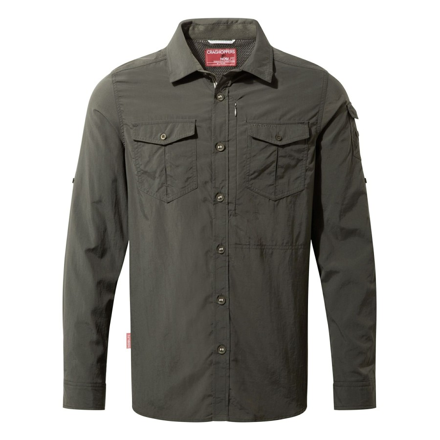 Mens Craghoppers Long Sleeve | Men'S Nosilife Adventure Ii Long Sleeved Shirt - Dark Khaki