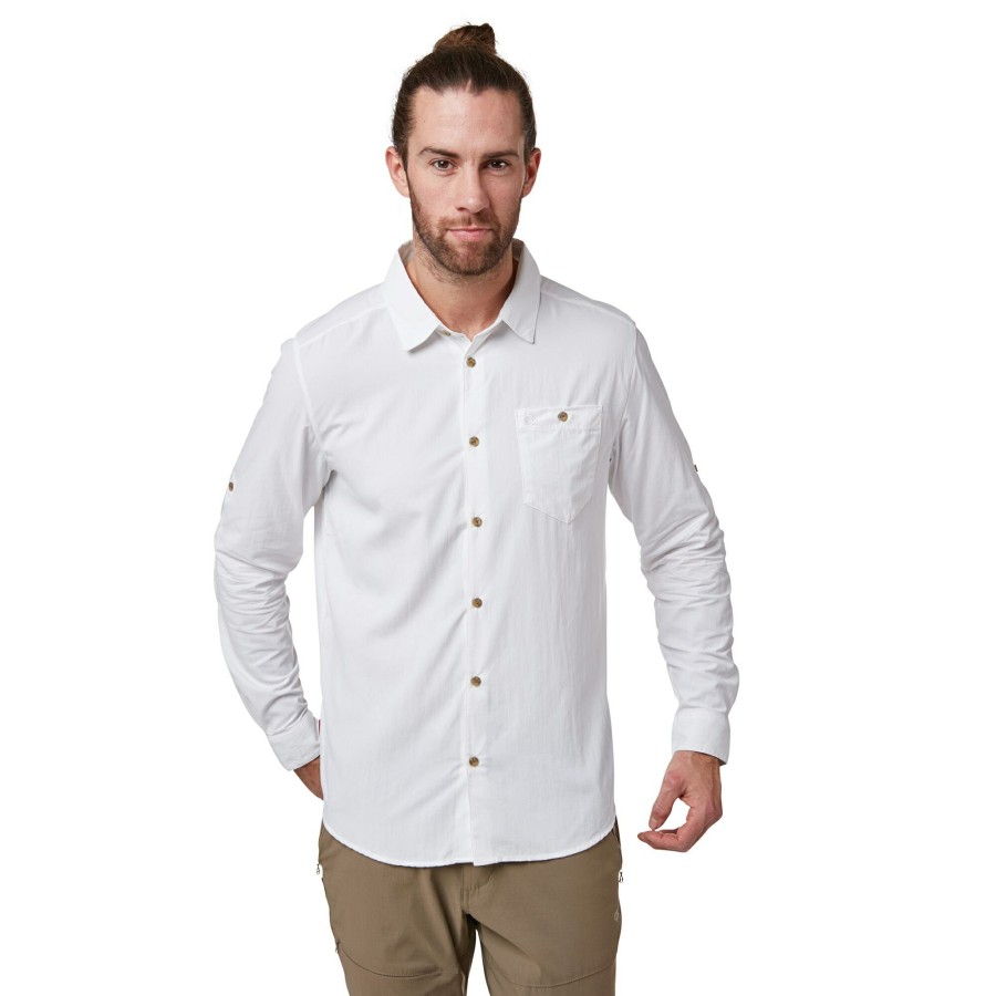 Mens Craghoppers Long Sleeve | Men'S Nosilife Nuoro Long Sleeved Shirt - Optic White