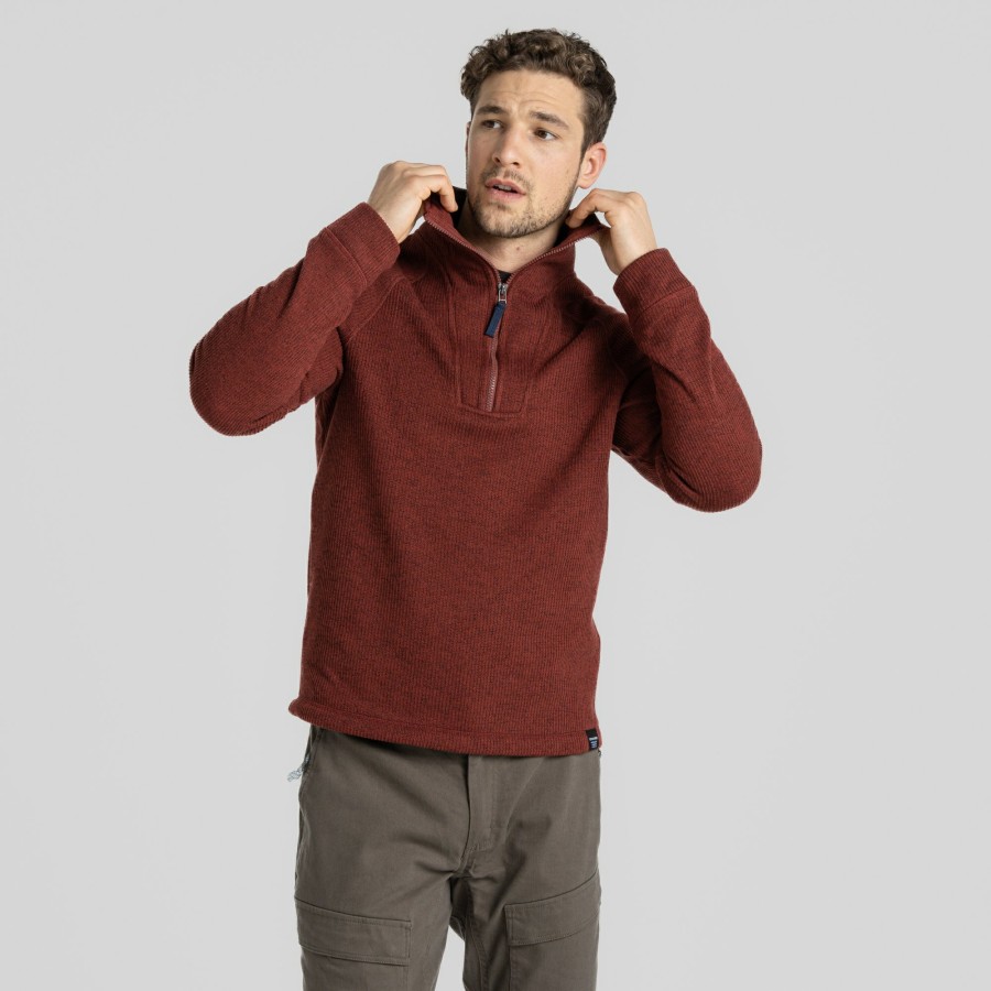 Mens Craghoppers Half Zip Fleece | Men'S Wole Half Zip Fleece - Mahogany Marl