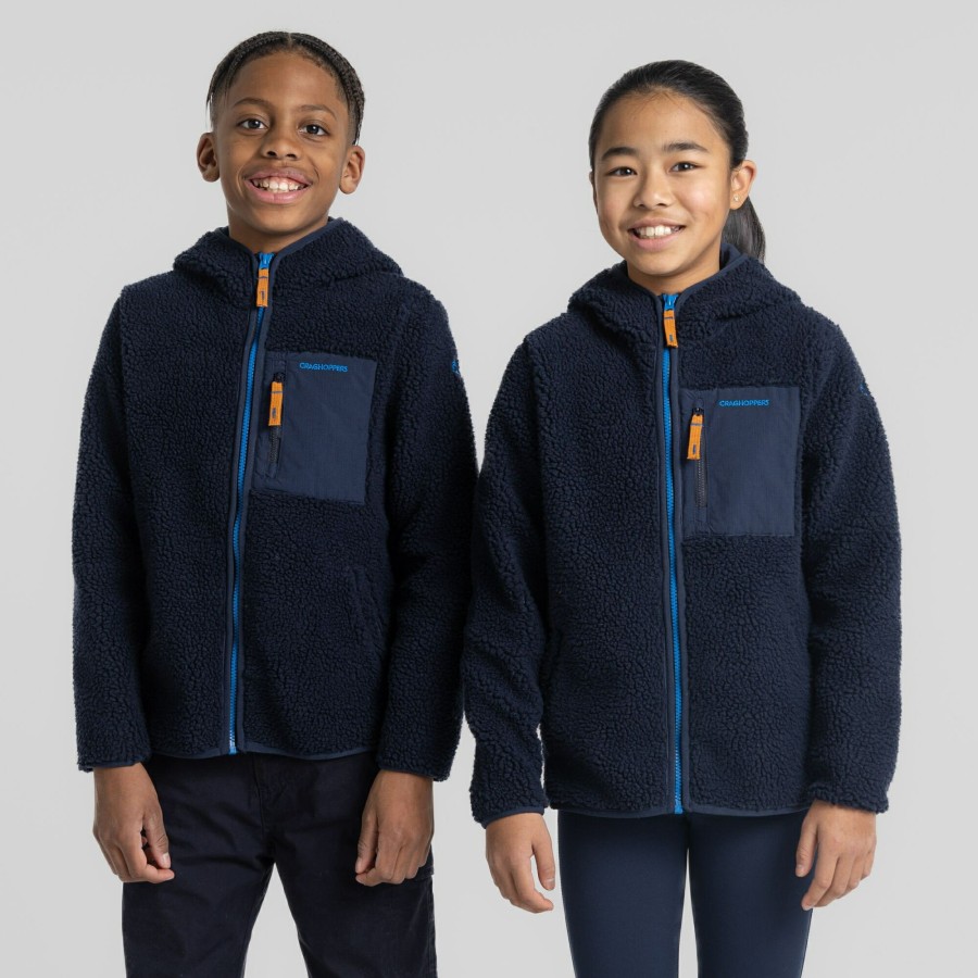 Kids Craghoppers Full Zip Fleece | Kid'S Boyne Hooded Jacket - Blue Navy