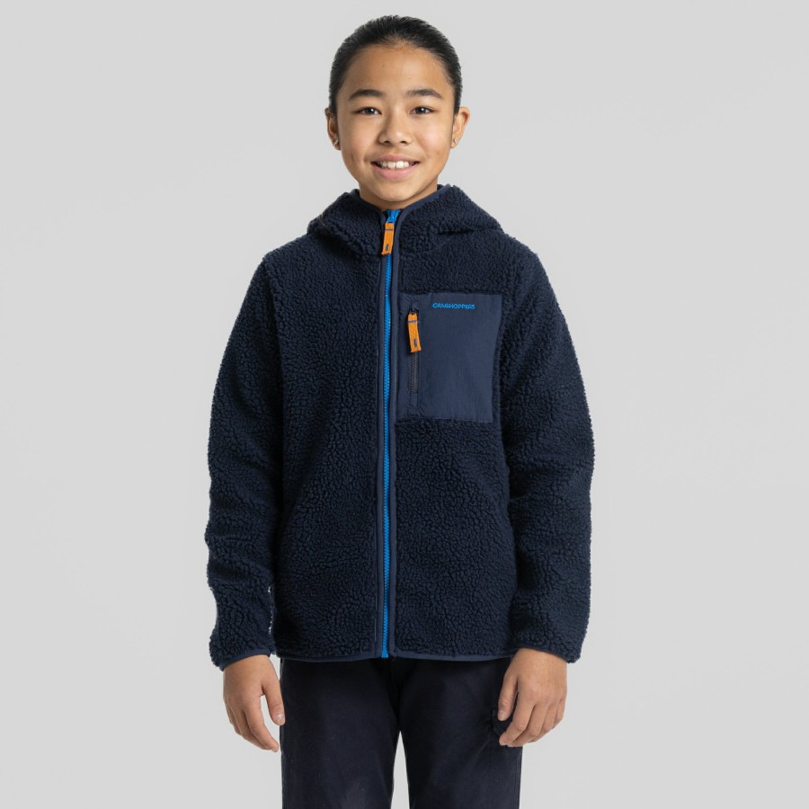 Kids Craghoppers Full Zip Fleece | Kid'S Boyne Hooded Jacket - Blue Navy