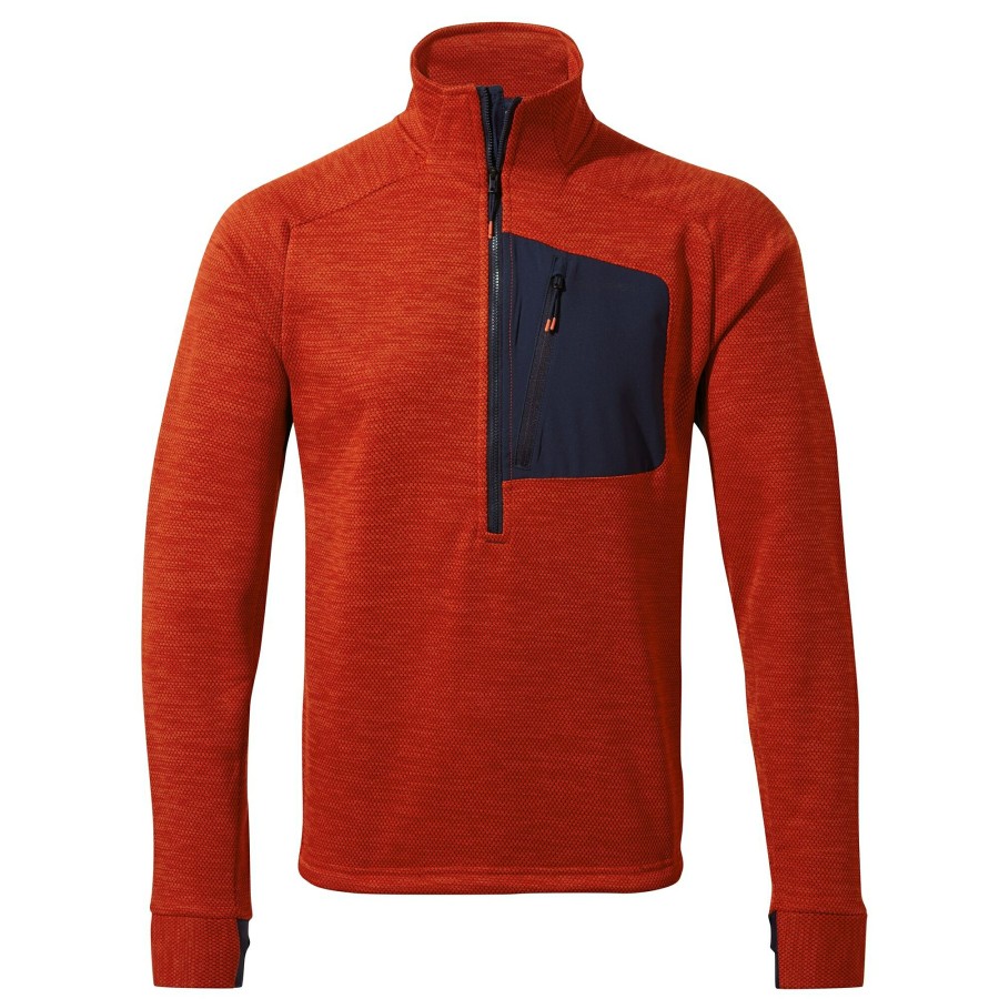 Mens Craghoppers Full Zip Fleece | Men'S Tarbert Half Zip Fleece - Chili Red