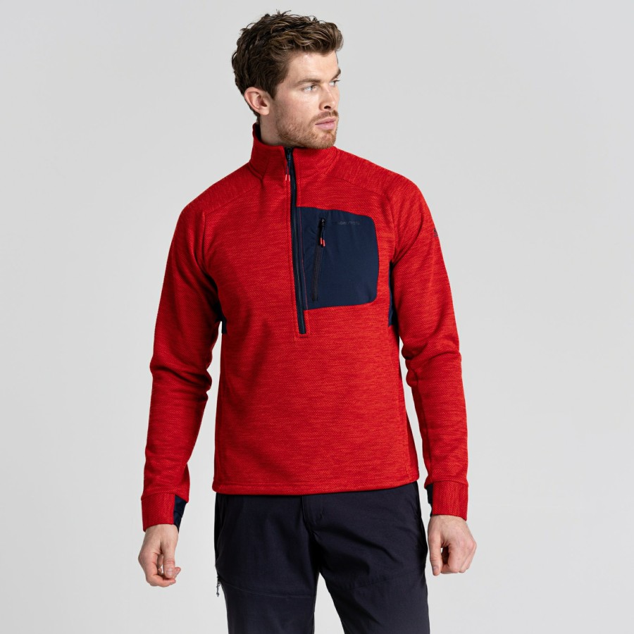 Mens Craghoppers Full Zip Fleece | Men'S Tarbert Half Zip Fleece - Chili Red