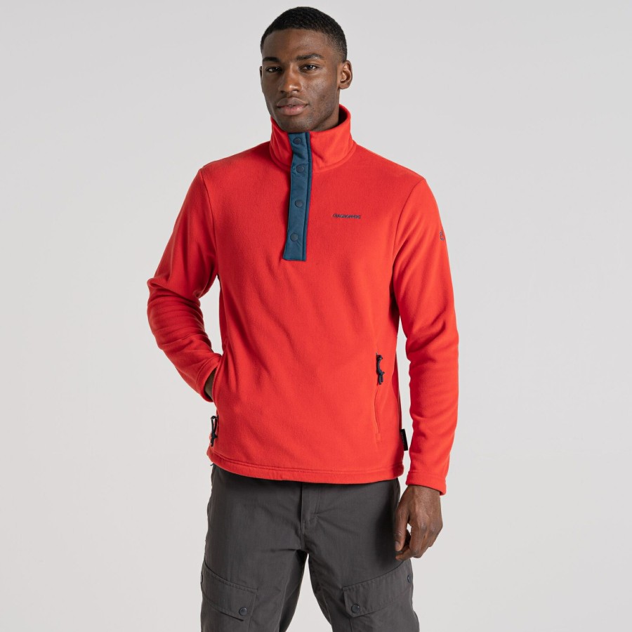 Mens Craghoppers Half Zip Fleece | Men'S Polartec Argo Half Zip Fleece - Chili Red / Dark Aegean Blue