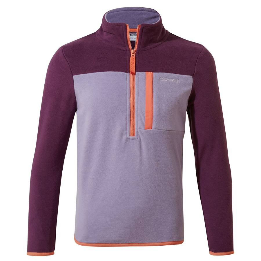 Kids Craghoppers Half Zip Fleece | Kid'S Tama Half Zip Fleece - Damson / Purple Haze