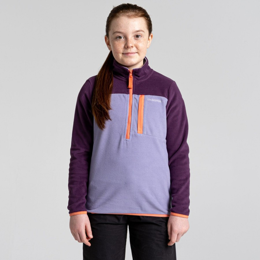 Kids Craghoppers Half Zip Fleece | Kid'S Tama Half Zip Fleece - Damson / Purple Haze