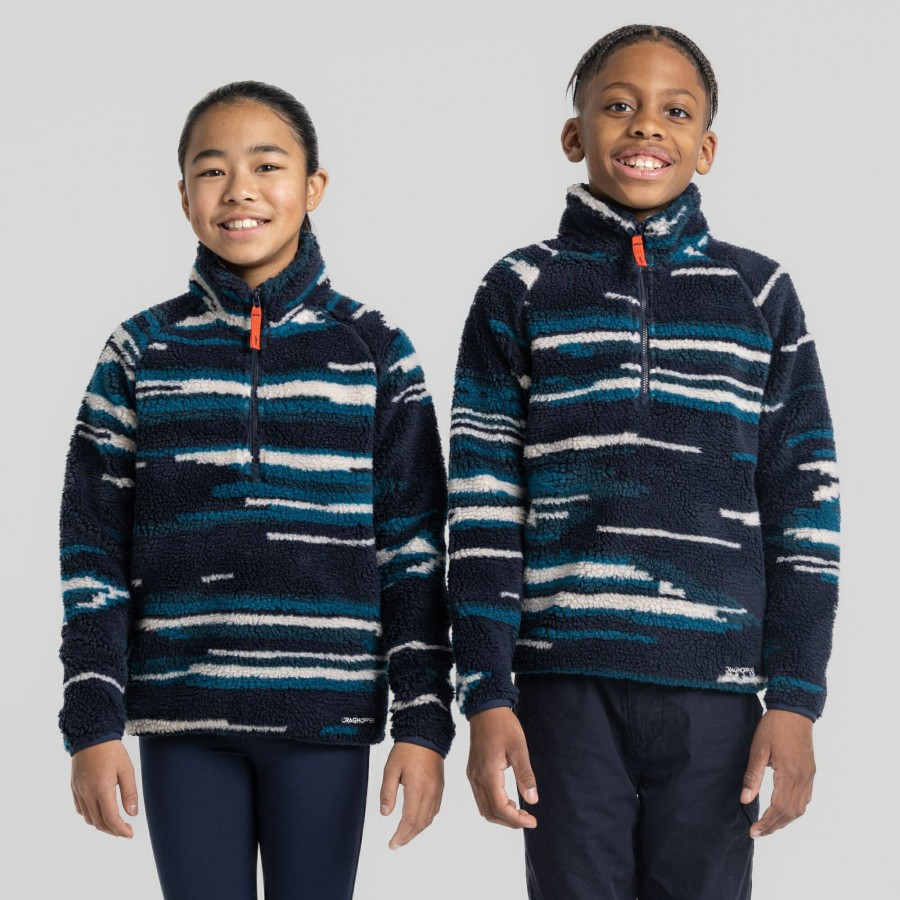 Kids Craghoppers Half Zip Fleece | Kid'S Tivoli Half Zip - Blue Navy Print